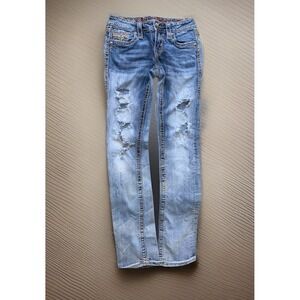 Rock Revival Betty J18 Women's Jeans Light Wash Distressed Pockets Size 25